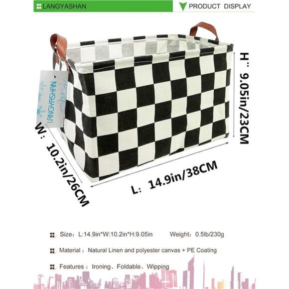 LANGYASHAN Rectangular Storage Bin Collapse Canvas Fabric Cartoon Storage - Picture 2 of 7